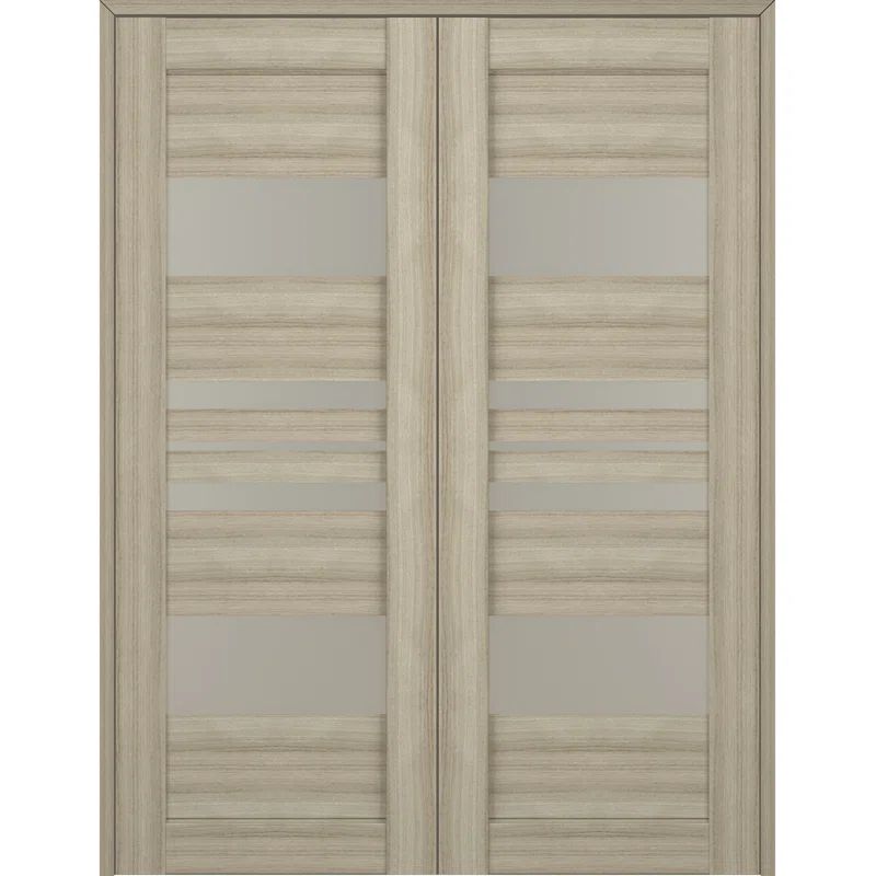 Romi 48" x 80" Beige Composite Prehung French Door with Frosted Glass