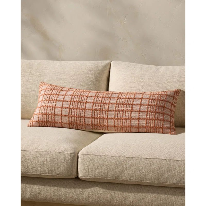 Rust Cotton Rectangular Washable Throw Pillow 13'' x 35''