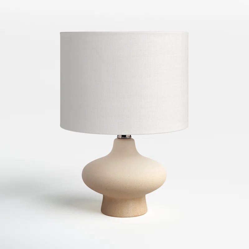 Beige Ceramic Table Lamp with Linen Shade