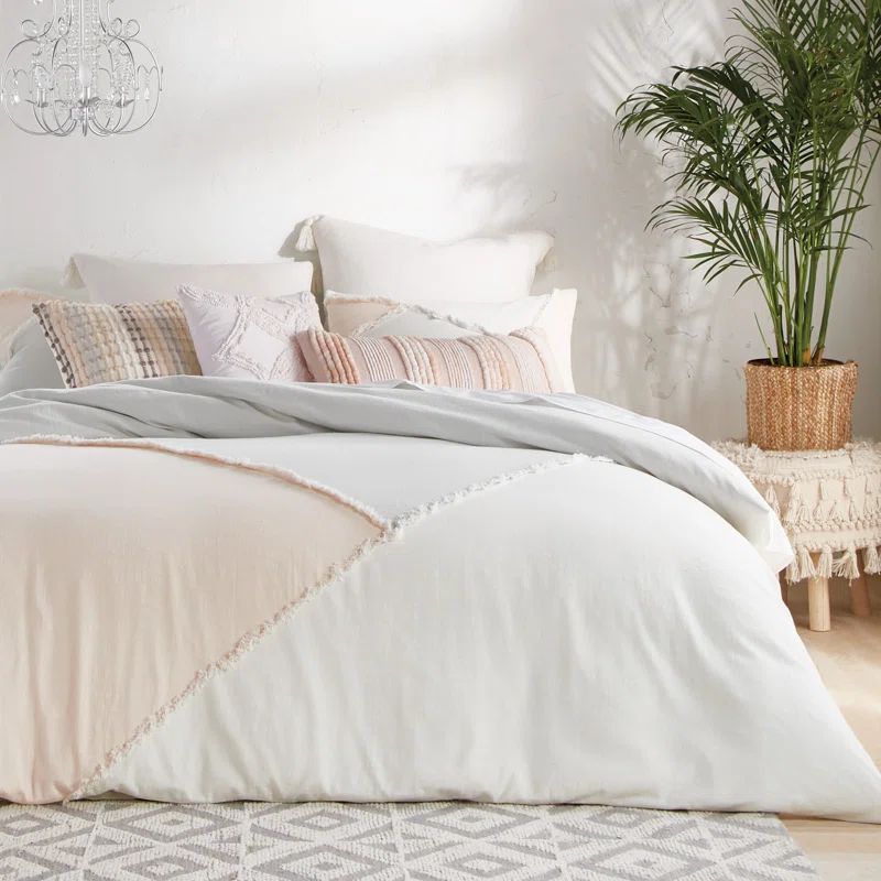 Blush and White Cotton King Comforter Set