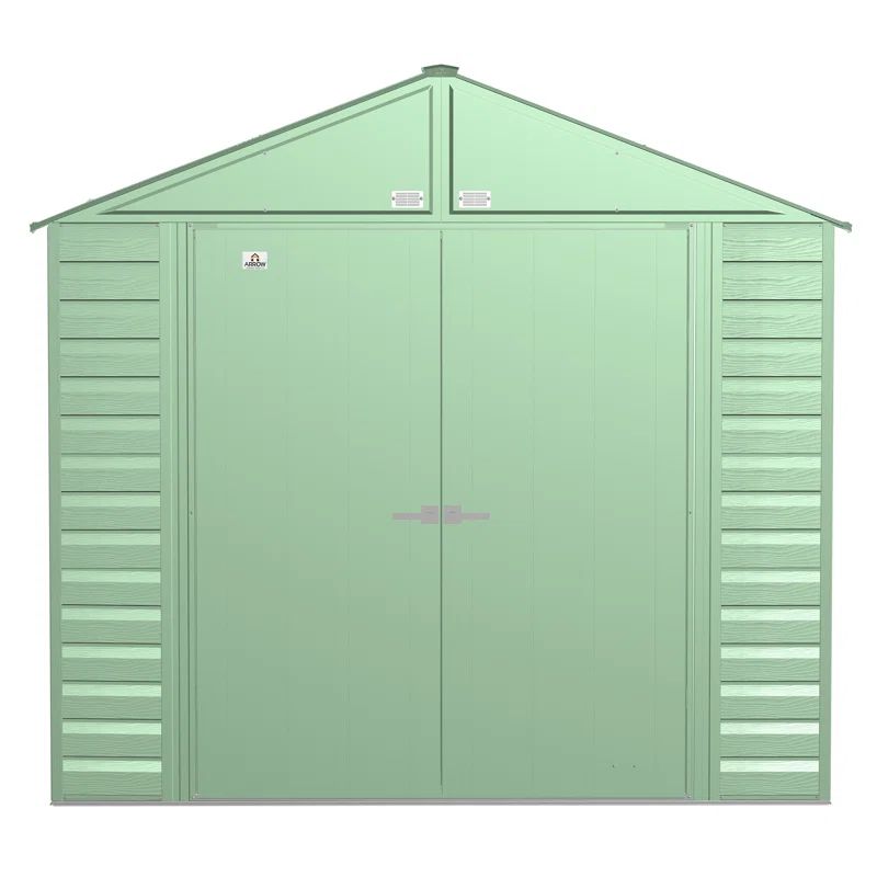 8 ft x 8 ft Sage Green Galvanized Steel Storage Shed