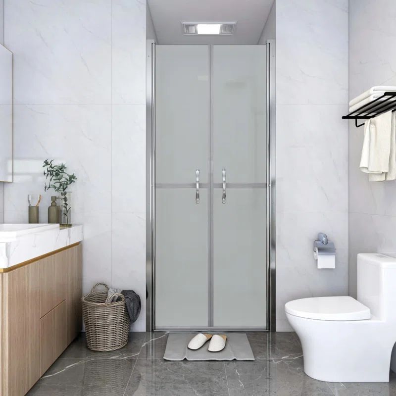 35.8'' x 74.8'' Frosted ESG Glass Aluminum Framed Shower Door