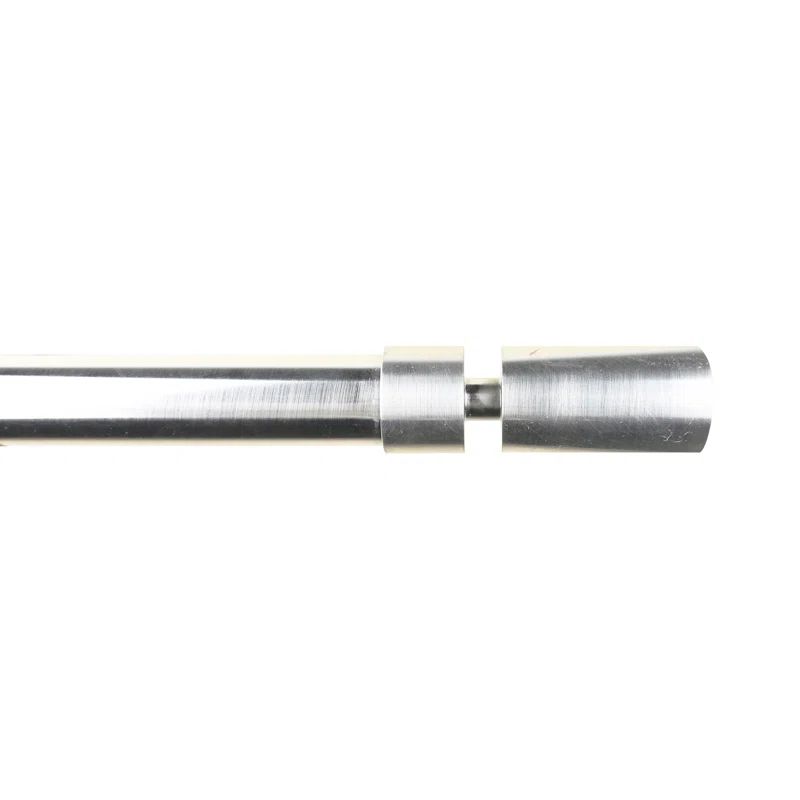 Brushed Steel Adjustable Single Curtain Rod with Sleek Finials