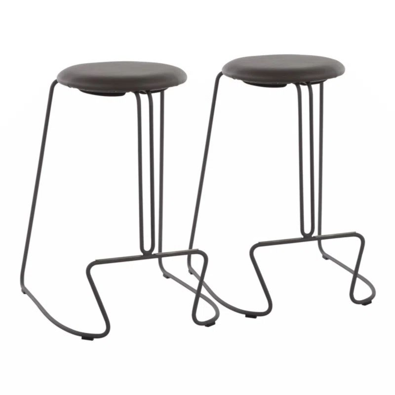 Finn Grey Steel & Grey Faux Leather Modern Counter Stool