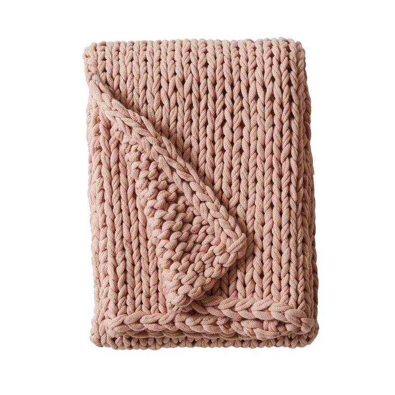 Blush 60"x50" Handmade Chunky Double-Knit Throw