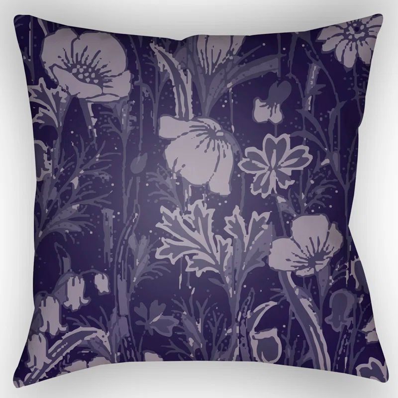 Dark Plum Chinoiserie Floral Square Throw Pillow Set