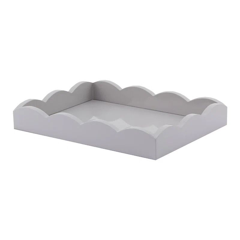 Small White Lacquered Scalloped Decorative Tray