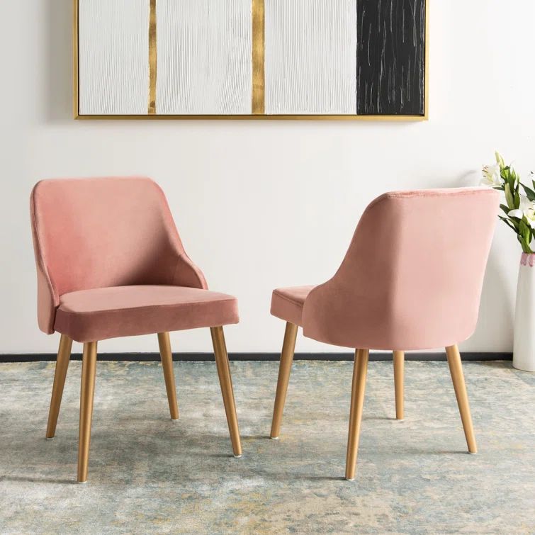 Dusty Rose Velvet Upholstered Side Chair with Gold Legs