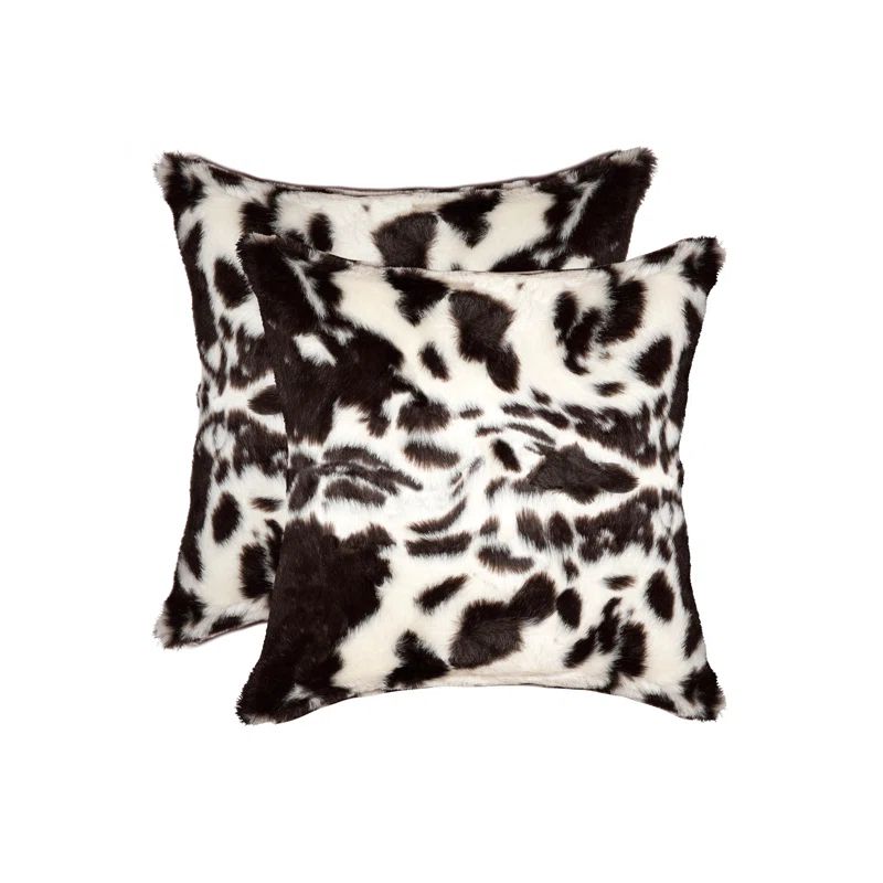 Brownsville Chocolate and White Faux Fur Square Throw Pillow Set