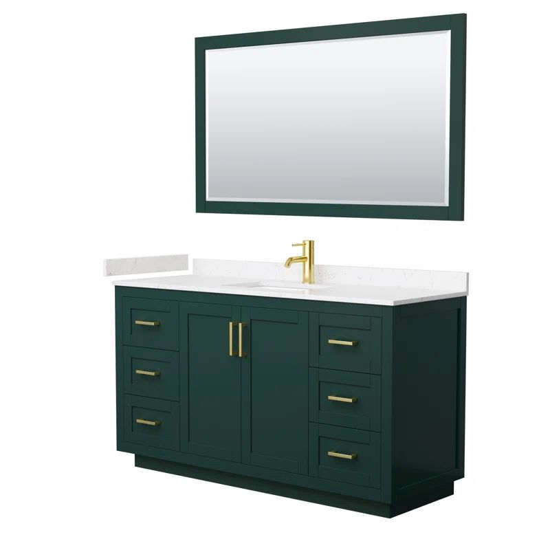 Miranda 60'' Green Single Bathroom Vanity with Carrara Marble Top