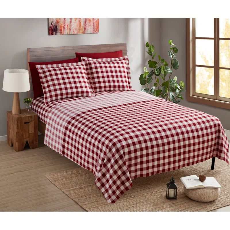 California King Blue Printed Microfiber Sheet Set