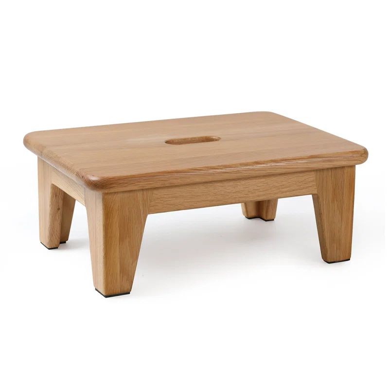 Natural Oak Wooden Step Stool with Non-Slip Mat