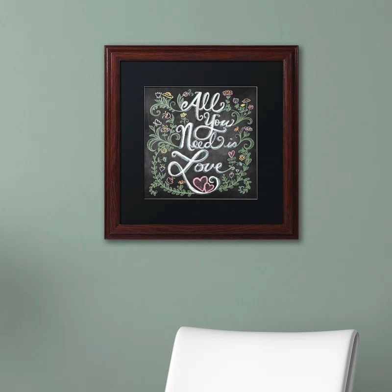 All You Need Is Love Quote Canvas Print with Black Frame