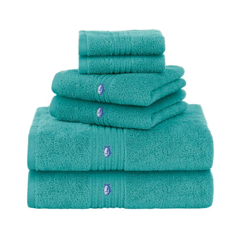 Aqua Blue Cotton Blend 6-Piece Towel Set