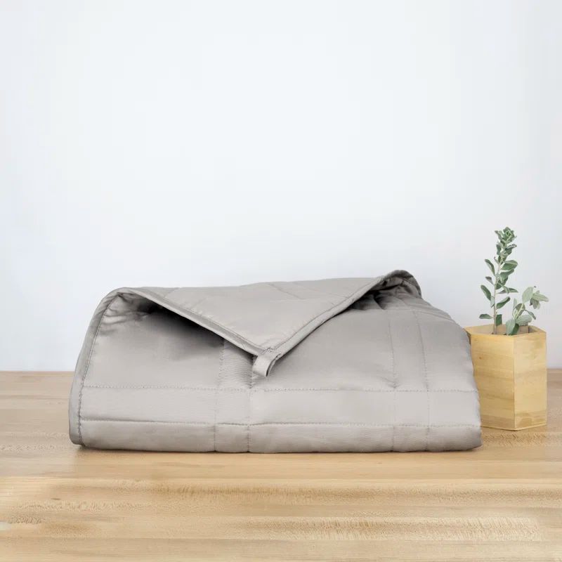 Gray Cotton Cooling Weighted Blanket, 12 lb, Machine Washable