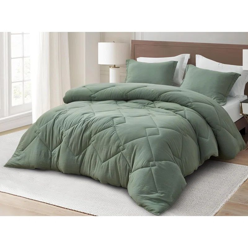 Sage Green Twin XL Reversible Microfiber Comforter Set