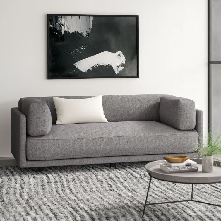 Sunday 82" Agnew Gray Textured Basketweave Cotton Blend Sofa