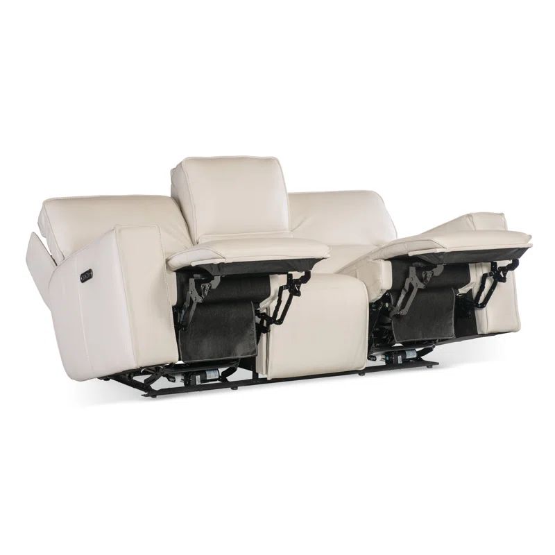 Gray Leather Zero Gravity Reclining Sofa with Track Arms