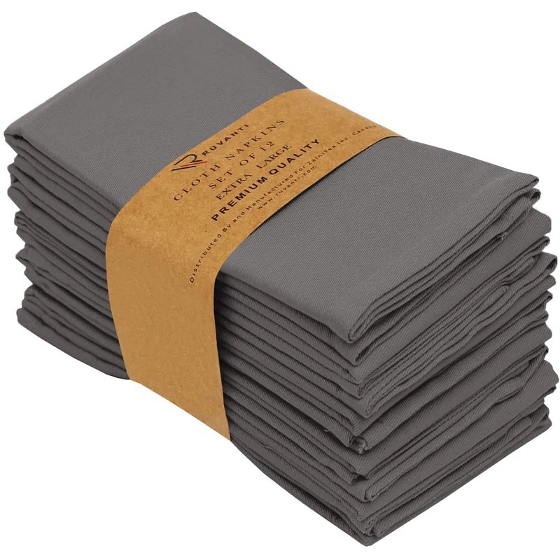 Saffron Orange Cotton Blend Square Cloth Napkins, Set of 12