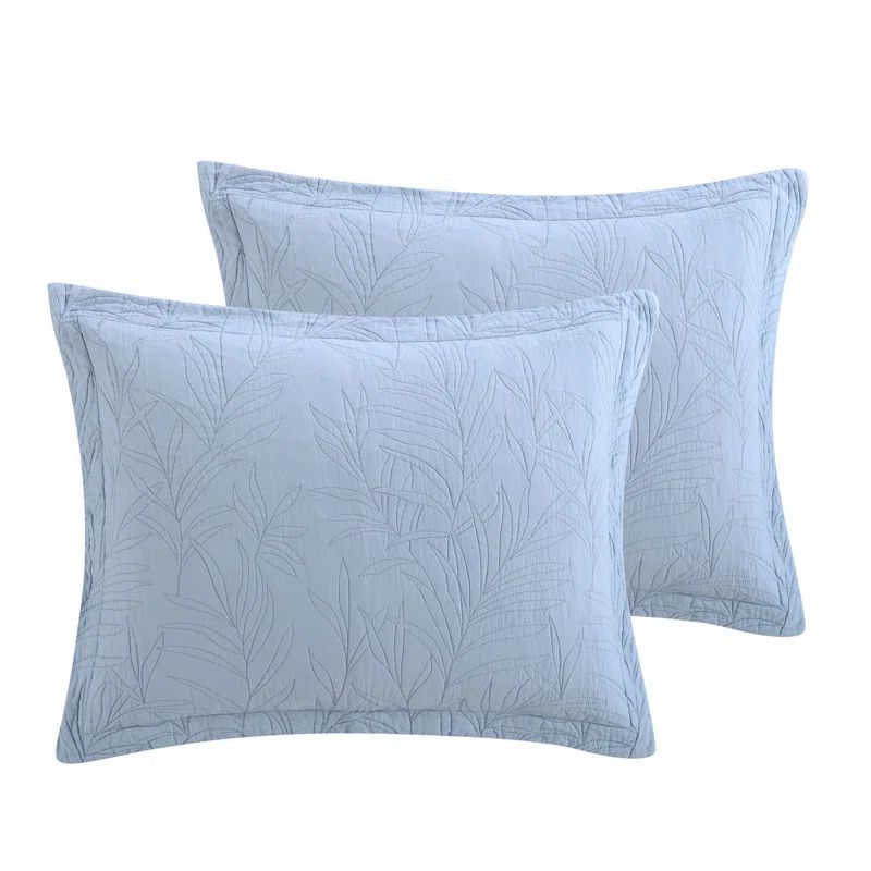 Costa Sera Blue Cotton Embroidered Standard Shams, 2-Pack