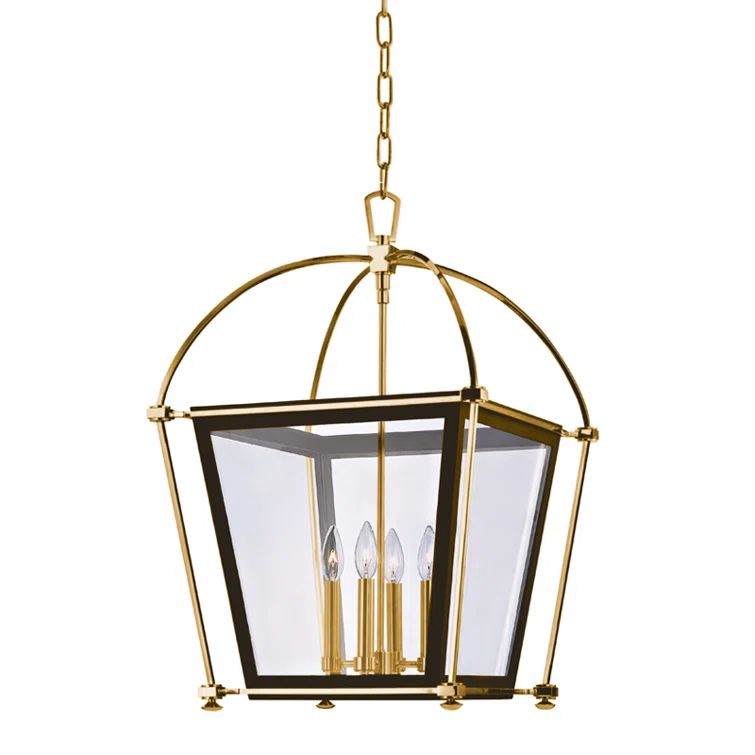 Hollis Aged Brass 8-Light Glass Drum Pendant with Incandescent Candles