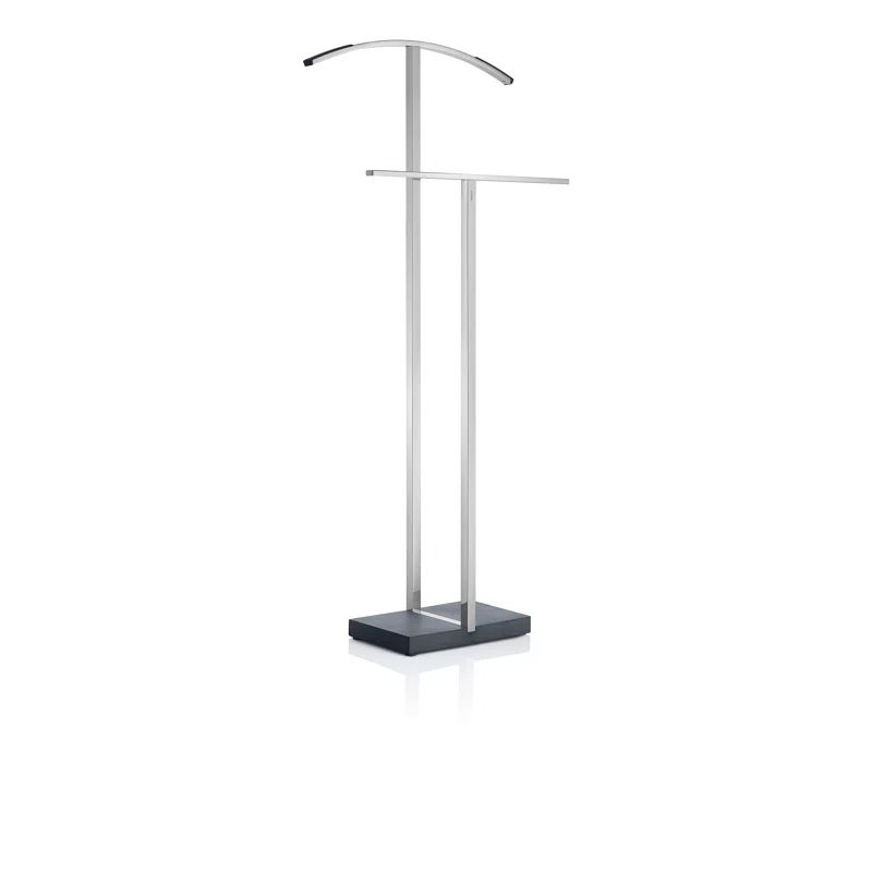 Menoto Polished Stainless Steel Freestanding Valet Stand with Black Base