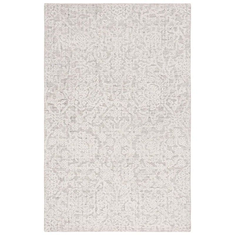 Beige and Ivory Hand-Tufted Wool and Viscose Rug, 8' x 10'