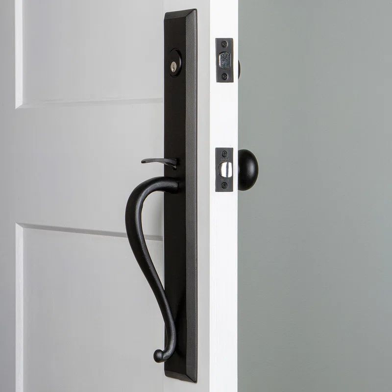 Matte Black Iron Handleset with Deadbolt and Knob