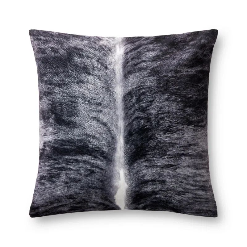 Charcoal Faux Fur Animal Print Square Pillow Cover