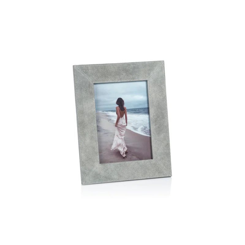 Shoreline Gray Suede Leather and MDF 5" x 7" Picture Frame