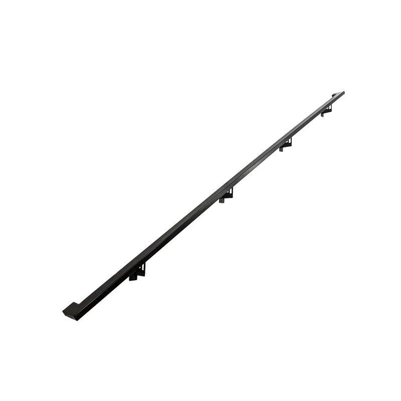 Modern Black Aluminum Handrail Kit with Adjustable Steel Brackets, 12' W