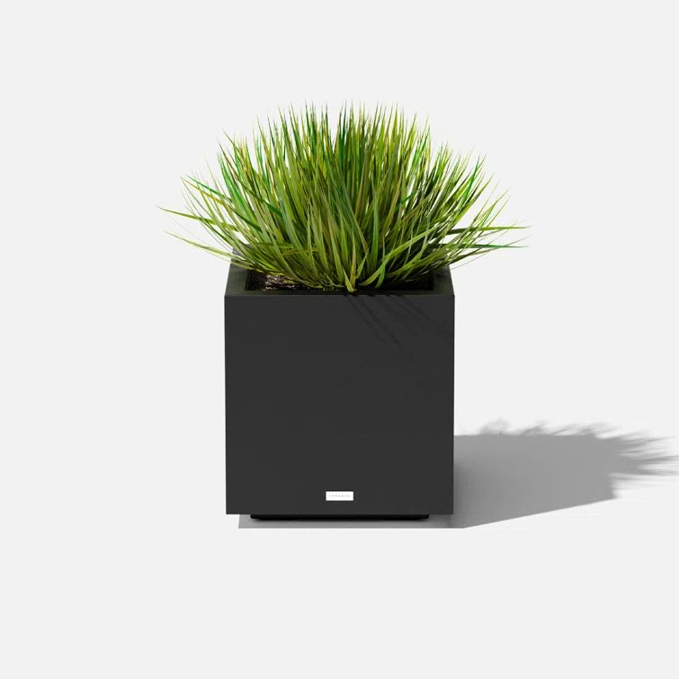 Veradek Black Recycled Plastic Cube Planter 18"