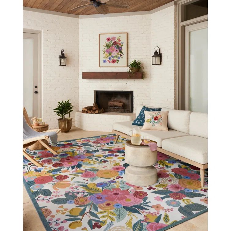 Rose Perennial Garden Party Multicolor Wool Runner Rug
