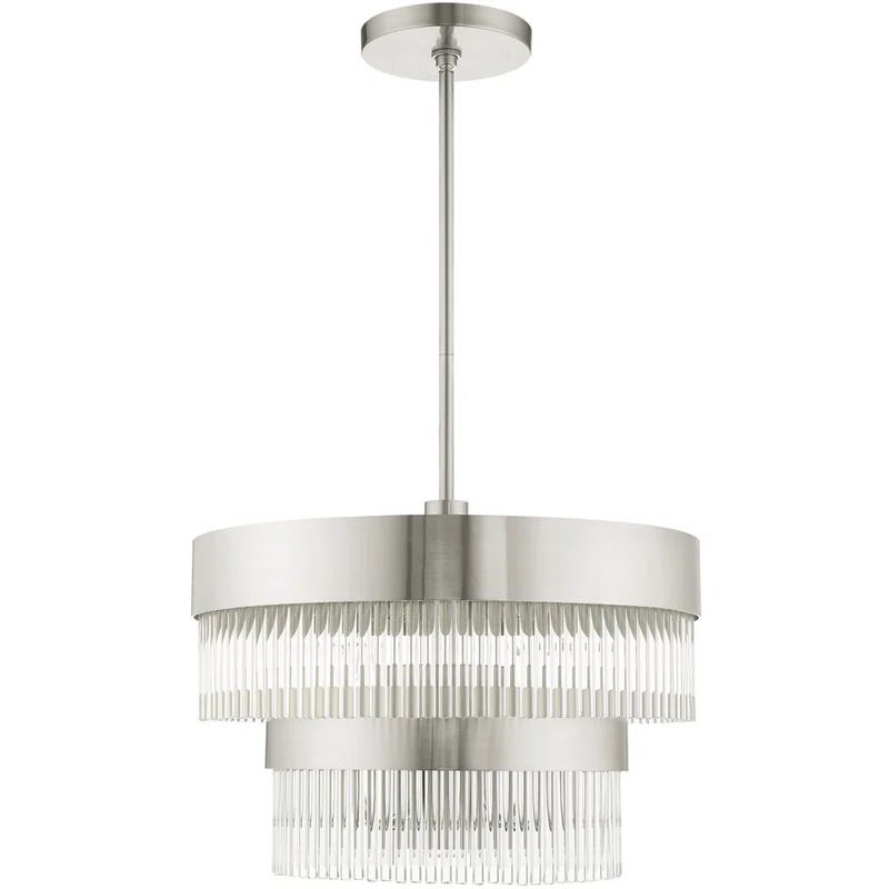Brushed Nickel Crystal Rods 5-Light Chandelier