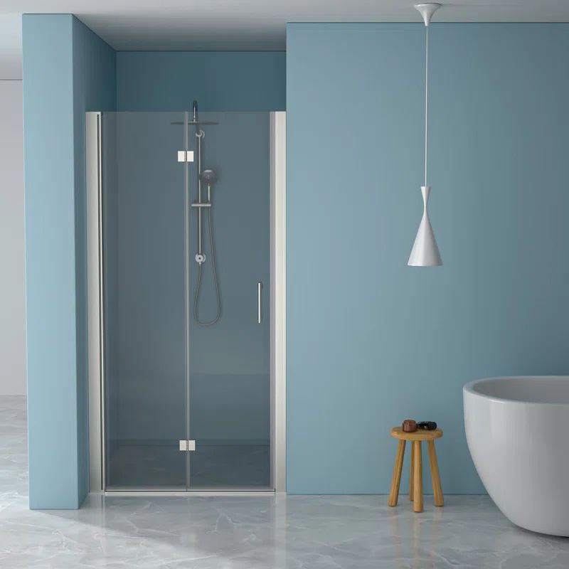 36''W x 72''H Brushed Nickel Clear Glass Folding Shower Door