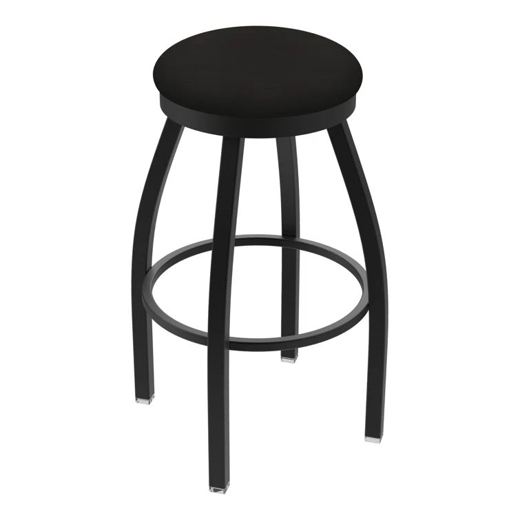 Misha 30" Black Metal Swivel Bar Stool with Espresso Faux Leather Seat