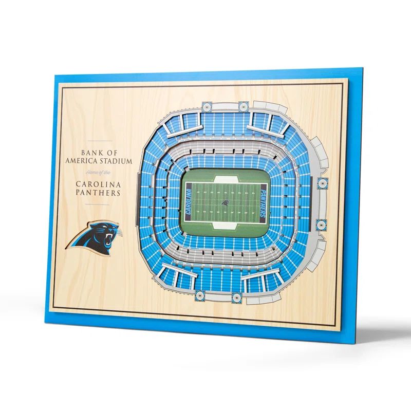 Carolina Panthers Blue and Natural Wood 3D Stadium Wall Art