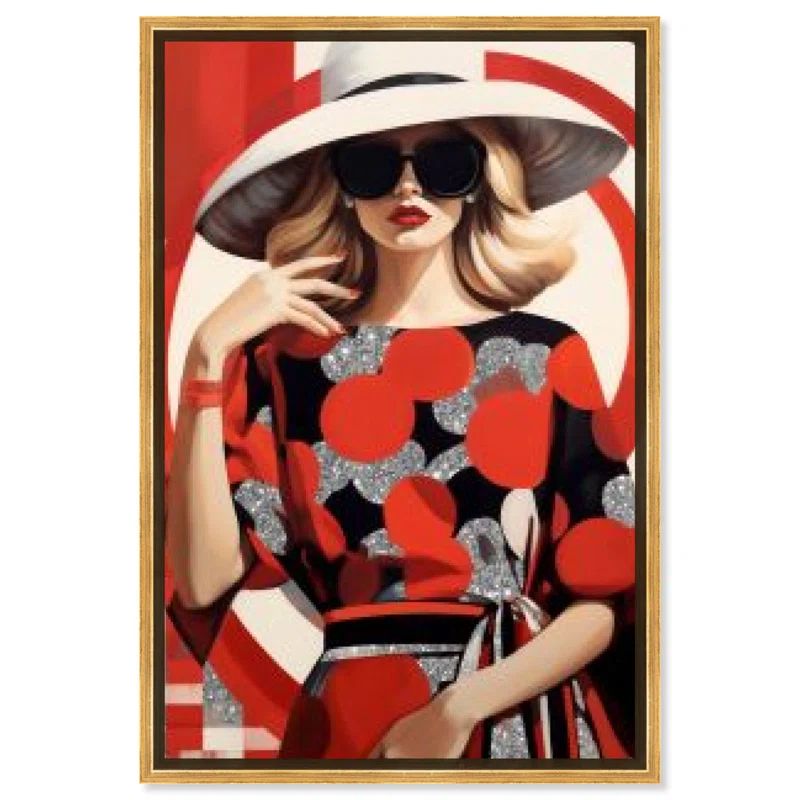 Stunning Red Canvas Art Print with Gold Frame, 16 x 11