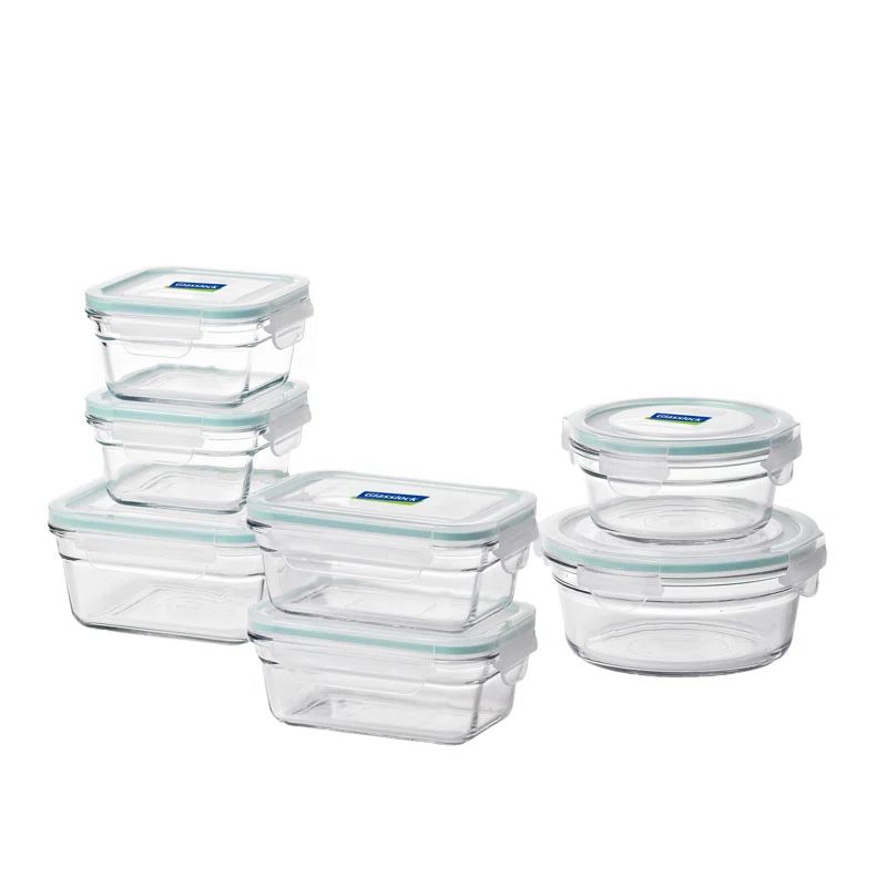 Glasslock 14-Piece Clear Glass Food Storage Container Set with Lids