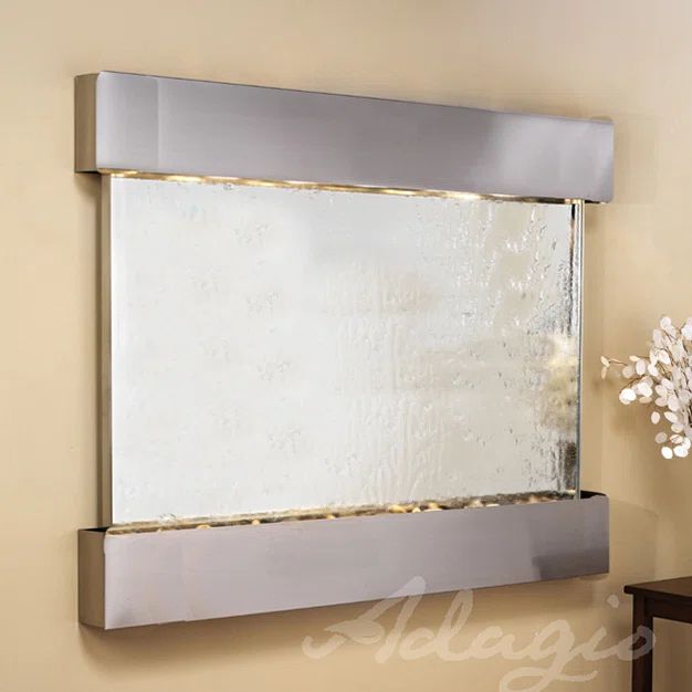 Stainless Steel Silver Mirror Wall Fountain with Pump