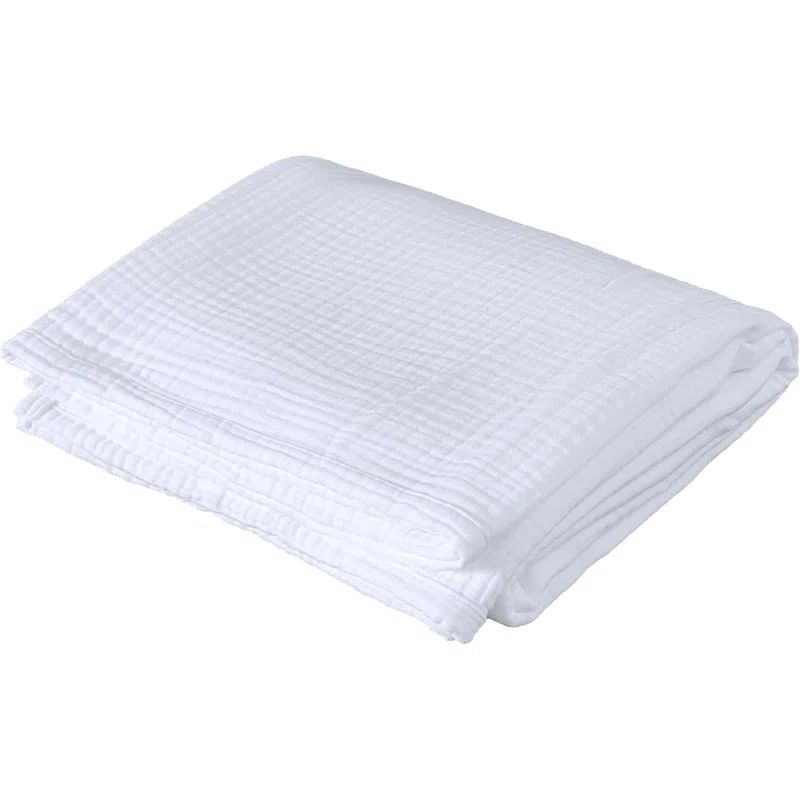 White Queen Size Cotton Muslin Reversible Blanket