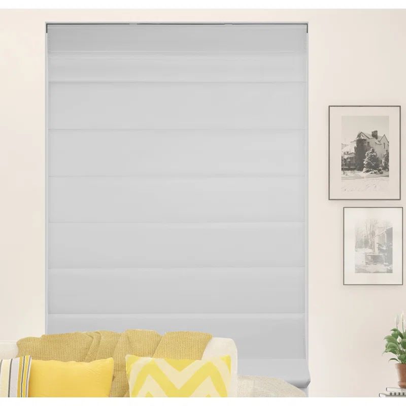 Light Gray Cordless Fabric Roman Shades 27.5"W x 60"H
