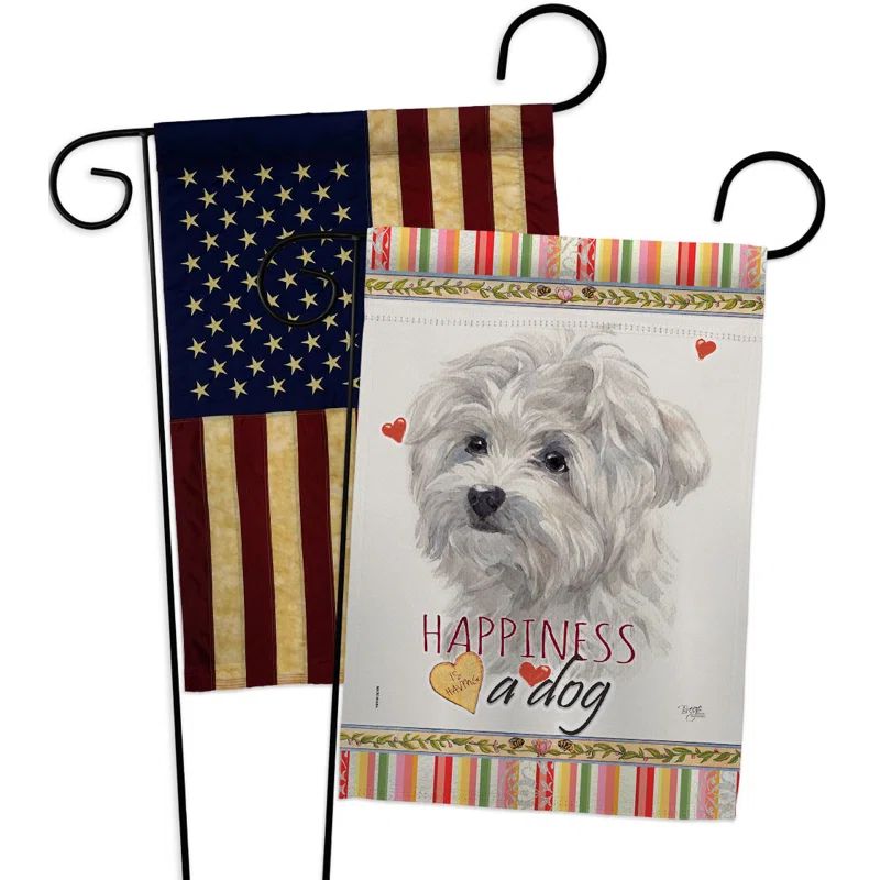 Multi-Color Lhasa Apso Happiness Dog Garden Flag, 13 x 18.5 inches