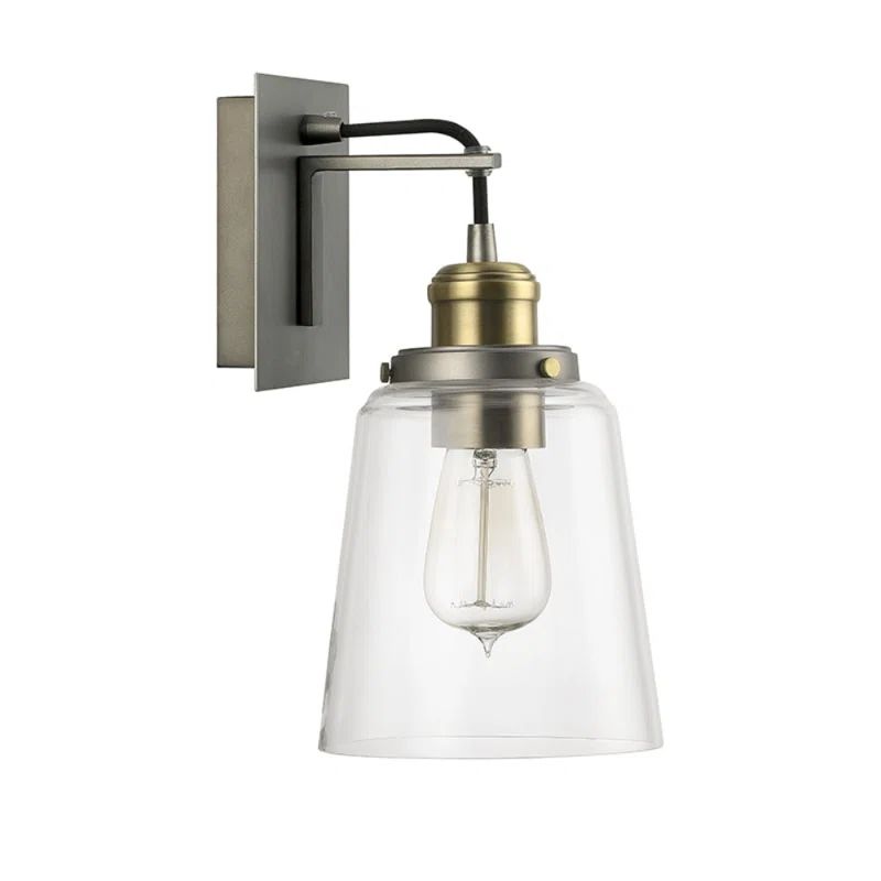 Graphite and Aged Brass Clear Glass Wall Sconce