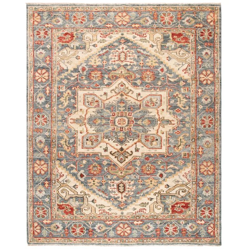 Hand-Knotted Blue Wool 10' x 14' Oriental Area Rug