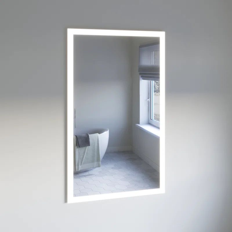Sleek 48"x30" Frameless Rectangular Vanity Mirror with LED & Fog-Free Technology
