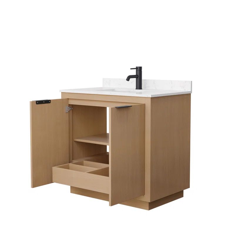 Maroni 36" Light Straw Vanity with Carrara Marble Top