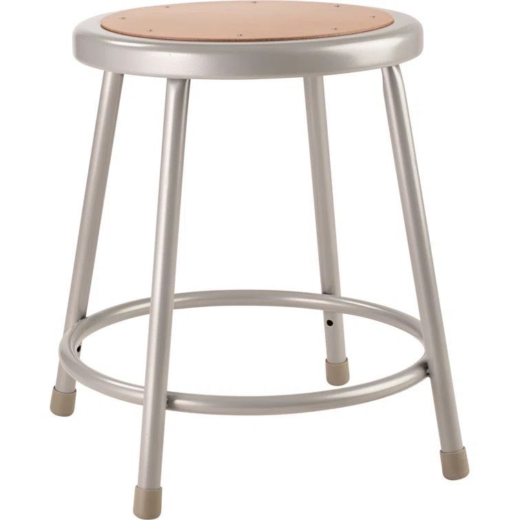 Robust Gray 18" Steel Frame Stool with Warp-Proof Masonite Seat