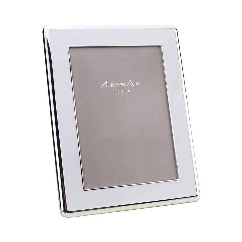 4x6 Silver and White Enamel Tabletop Picture Frame