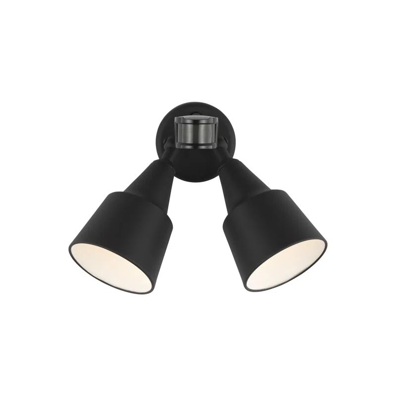 Black Aluminum Dual Head Outdoor Flood Light with Motion Sensor